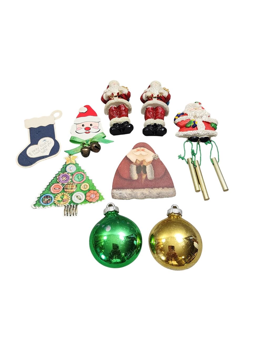 Christmas Magnets Mixed Lot of 9 - Santa's Tree Stocking Ornaments Vintage